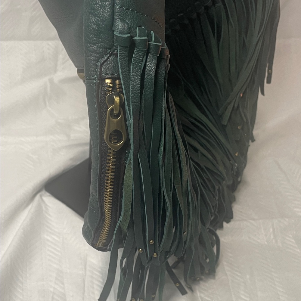 Oryany Fringed Hobo Shoulder Bag in Deep Green - Picture 2 of 5